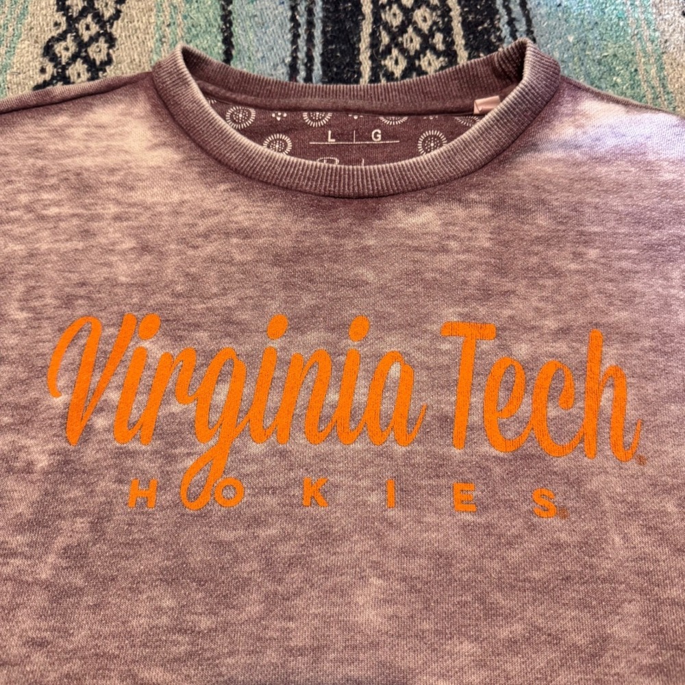 Pressbox Virginia Tech Hokies Sweatshirt Womens Large Purple Acid Wash Pullover - Picture 3 of 8